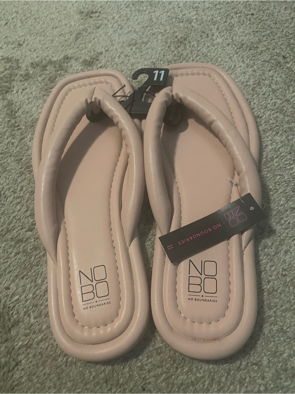 No Boundaries Blush Pink Padded Flip Flop Sandals - Size 11